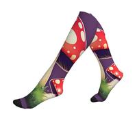 ZTPOWQA Chaussettes de course à pied pour homme et femme Motif champignons rouges magiques, 1 noir, Taille unique