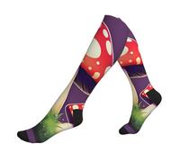 ZTPOWQA Chaussettes de course à pied pour homme et femme Motif champignons rouges magiques, 2 Noir-2, Taille unique