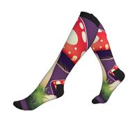 ZTPOWQA Chaussettes de course à pied pour homme et femme Motif champignons rouges magiques, 3 noir, Taille unique