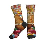 ZTPOWQA Chaussettes de sport respirantes pour homme et femme - Motif bonbon en pain d'épice, 2 Noir-2, Taille unique