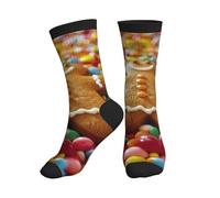 ZTPOWQA Chaussettes de sport respirantes pour homme et femme - Motif bonbon en pain d'épice, 3 noir, Taille unique