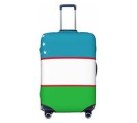 ZTPOWQA Drapeau de la République d'Ouzbékistan Imprimé Housse de Valise Lavable Personnalisée Protection de Bagage Voyage Élastique Anti-Rayures, Noir , S