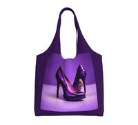 ZTPOWQA Élégant sac fourre-tout en toile à talons hauts avec imprimé rouge à lèvres, sac à bandoulière respectueux de l'environnement, sac à main pour le shopping, les voyages, le quotidien