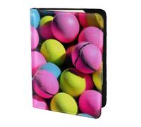 ZTPOWQA Étui portefeuille en cuir avec imprimé balles de tennis rose vif pour homme et femme, Noir , Taille unique