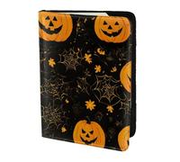ZTPOWQA Étui portefeuille en cuir avec imprimé citrouille d'Halloween pour homme et femme, Noir , Taille unique