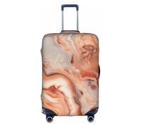 ZTPOWQA Housse de bagage décorative avec fermeture éclair dissimulée - Anti-rayures et anti-poussière - Motif marbre - Or rose, blanc, L