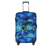 ZTPOWQA Housse de bagage décorative avec fermeture éclair dissimulée - Anti-rayures et anti-poussière - Motif tortue de mer - Bleu, blanc, XL