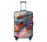 ZTPOWQA Housse de protection lavable en 3D avec motif écailles de dragon magique - Protection de bagage personnalisée - Élastique anti-rayures, Noir , XL