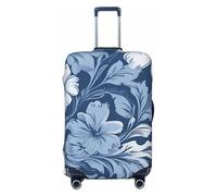 ZTPOWQA Housse de protection lavable pour valise à motif floral bleu élastique anti-rayures, Noir , L