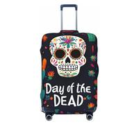 ZTPOWQA Housse de protection lavable pour valise, motif tête de mort, fleur colorée, élastique, anti-rayures, Noir , L