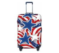 ZTPOWQA Housse de protection pour valise lavable avec motif drapeau étoilé rouge et blanc, Noir , XL