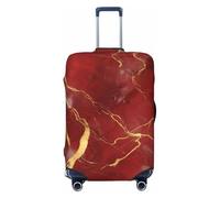 ZTPOWQA Housse de protection pour valise lavable avec motif marbre rouge et doré - Protection de voyage élastique anti-rayures, Noir , M
