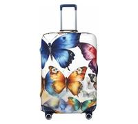 ZTPOWQA Housse de protection pour valise lavable avec motif papillon - Élastique - Anti-rayures, Noir , L
