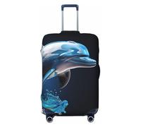 ZTPOWQA Housse de protection pour valise lavable en 3D avec motif animal dauphin - Protection de voyage élastique anti-rayures, Noir , S