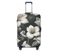 ZTPOWQA Housse de protection pour valise, lavable, motif fleurs, élastique, anti-rayures, Noir , L