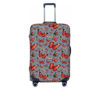 ZTPOWQA Housse de protection pour valise lavable Motif papillon Rouge, Noir , XL