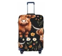 ZTPOWQA Housse de protection pour valise, motif vache des Highlands, lavable, élastique, anti-rayures, Noir , L