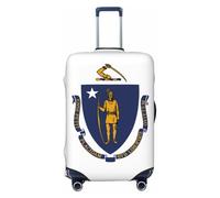 ZTPOWQA Housse de valise extensible universelle imprimée drapeau de l'État du Massachusetts Accessoire de voyage, Noir , L, Bagage à main