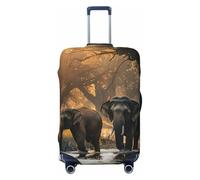 ZTPOWQA Housse de valise lavable avec imprimé éléphants naturels - Protection de bagage personnalisée - Élastique - Anti-rayures, Noir , S