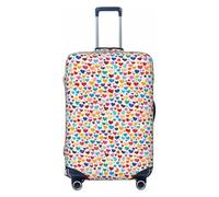 ZTPOWQA Housse de valise lavable avec motif cœur coloré - Protection de voyage élastique anti-rayures, Noir , L