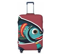 ZTPOWQA Housse de valise lavable avec motif poisson avec leurre - Protection de bagage personnalisée - Élastique - Anti-rayures, Noir , XL