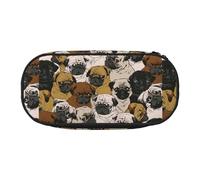 ZTPOWQA Imagen De Pug Trousse à crayons fonctionnelle Motif carlin Pour l'école, les voyages, le bureau, Noir , Taille unique, Organiseur de sac
