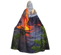 ZTPOWQA Kilauea - Cape à capuche pour adulte avec imprimé volcans pour cosplay, carnaval, bal masqué, festival, saisonnier