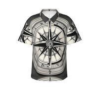 ZTPOWQA Law of The Compass Navigation 1 Print Chemise hawaïenne légère décontractée à manches courtes pour l'été, la plage, les vacances, Noir , XL