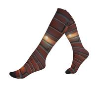 ZTPOWQA Lights Hit The Brick Wall Print Chaussettes de course à pied pour homme et femme Chaussettes athlétiques pour athlètes et longs vols, 1 noir, Taille unique