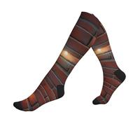 ZTPOWQA Lights Hit The Brick Wall Print Chaussettes de course à pied pour homme et femme Chaussettes athlétiques pour athlètes et longs vols, 2 Noir-2, Taille unique