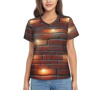 ZTPOWQA Lights Hit The Brick Wall Print Hauts d'été pour femme - Décontracté mais habillé à manches courtes en polyester Pull Chemises, Noir , S