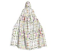ZTPOWQA Présentation de divers légumes imprimé cape à capuche costume carnaval sorcière bal masqué fête festival cosplay cape