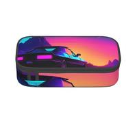 ZTPOWQA Retrowave Trousse à crayons fonctionnelle et élégante avec impression d'images pour adolescentes, filles, adultes, école, université, usage quotidien