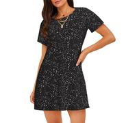 ZTPOWQA Robe de pyjama légère avec imprimé constellation de divination étoilée et silhouette élégante, Noir , XL