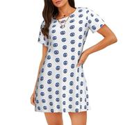 ZTPOWQA Robe de pyjama légère avec imprimé mauvais yeux et silhouette élégante, chemise de nuit, cadeau idéal, Noir , M