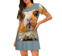 ZTPOWQA Robe pyjama légère avec imprimé cochon d'Inde - Silhouette élégante - Cadeau idéal, Noir , M