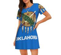 ZTPOWQA Robe pyjama légère imprimée drapeau de l'État de l'Oklahoma - Robe de nuit élégante - Cadeau idéal, Noir , 3XL