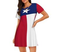 ZTPOWQA Robe pyjama légère imprimée drapeau de l'État du Texas - Silhouette élégante - Chemise de nuit - Cadeau idéal, Noir , XL