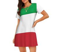 ZTPOWQA Robe pyjama légère imprimée drapeau de l'Italie, silhouette élégante, chemise de nuit personnelle, cadeau idéal, Noir , XXL
