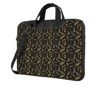 ZTPOWQA Sac à bandoulière élégant pour ordinateur portable avec impression d'instruments de musique pour le bureau, les affaires, les trajets quotidiens, Noir , 14 inch