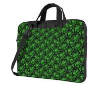 ZTPOWQA Sac à bandoulière élégant pour ordinateur portable Motif feuilles de la Saint-Patrick Pour le bureau, les affaires, les trajets quotidiens, Noir , 13 inch