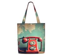 ZTPOWQA Sac à bandoulière en toile avec impression téléphone de Londres rétro Angleterre Royaume-Uni Grande capacité Shopping Utilisation quotidienne Weekend Adventures