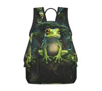ZTPOWQA Sac à dos léger et polyvalent avec imprimé grenouille de la paix, imperméable, sac à dos de voyage unisexe pour tous les jours