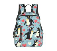 ZTPOWQA Sac à dos léger et polyvalent avec imprimé I Love Penguins - Résistant à l'eau - Unisexe - Pour tous les jours