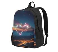 ZTPOWQA Sac à dos pour adulte résistant à l'eau et léger avec motif étoile filante et cœur