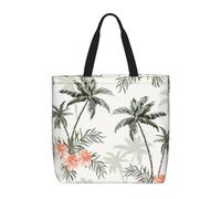 ZTPOWQA Sac de rangement extra-large écologique avec imprimé palmiers tropicaux pour le travail, le shopping, la plage, les voyages