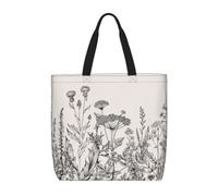 ZTPOWQA Sac de rangement extra-large respectueux de l'environnement avec gravure botanique - Pour le travail, le shopping, la plage, les voyages