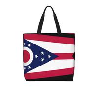 ZTPOWQA Sac de rangement extra-large respectueux de l'environnement avec imprimé drapeau de l'État de l'Ohio pour le travail, le shopping, la plage, les voyages