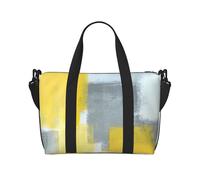 ZTPOWQA Sac de voyage polyvalent gris et jaune avec impression d'art abstrait pour homme et femme