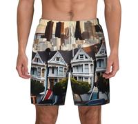 ZTPOWQA San Francisco Short de bain pour homme à séchage rapide léger pour les vacances et les activités de plein air, blanc, L taille courte